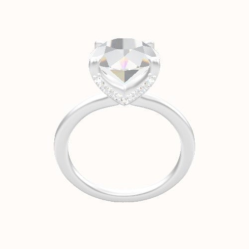 Solitaire Engagement Ring With Pave V Prong Head