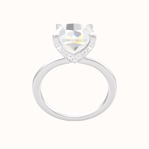 Solitaire Engagement Ring With Pave V Prong Head