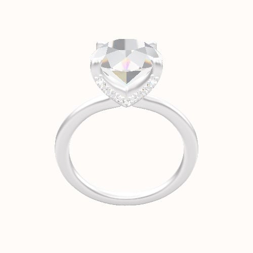 Solitaire Engagement Ring With Pave V Prong Head