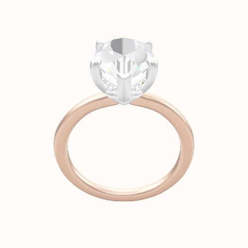 Solitaire Engagement Ring With V Prong with Hidden Halo Head