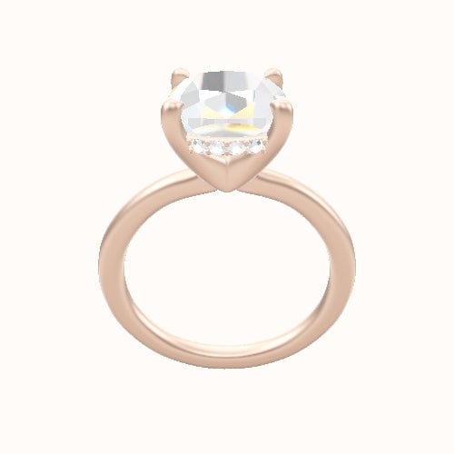 Solitaire Engagement Ring With V Prong with Hidden Halo Head
