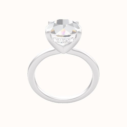 Solitaire Engagement Ring With V Prong with Hidden Halo Head