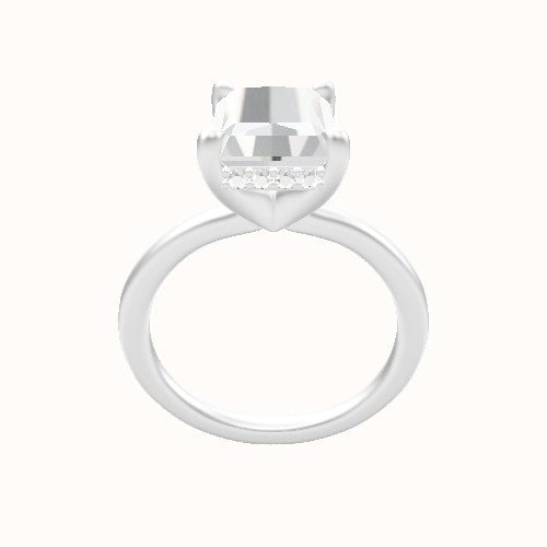 Solitaire Engagement Ring With V Prong with Hidden Halo Head