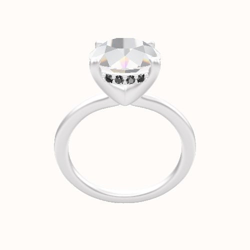 Solitaire Engagement Ring With V Prong with Hidden Halo Head