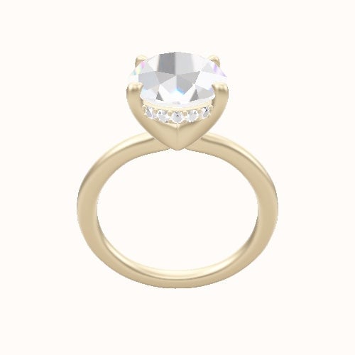 Solitaire Engagement Ring With V Prong with Hidden Halo Head