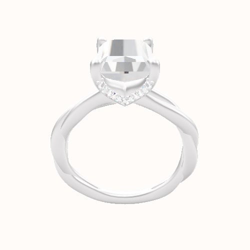 Solitaire Rope Engagement Ring With Pave V Prong Head