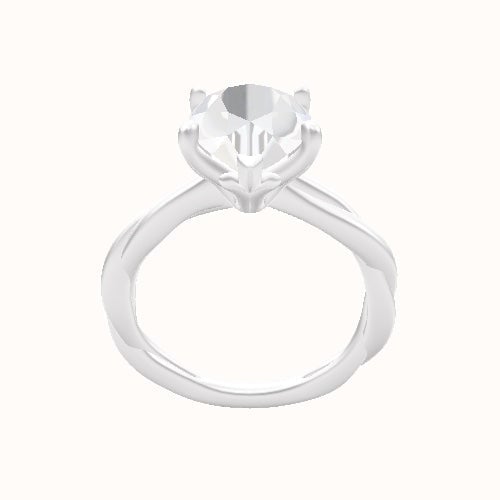 Solitaire Rope Engagement Ring With Petal Four Prong Head