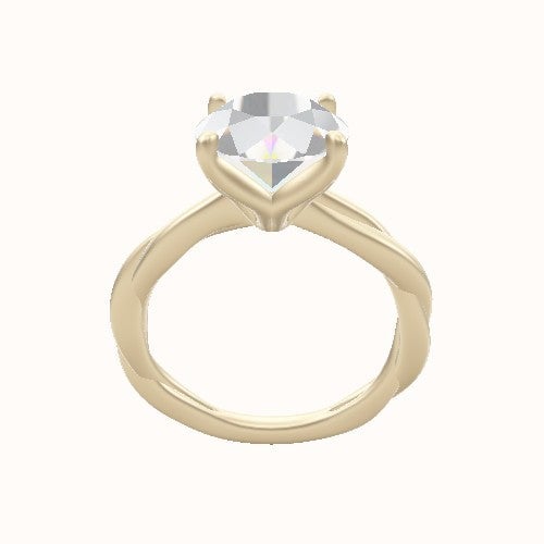 Solitaire Rope Engagement Ring With Petal Four Prong Head