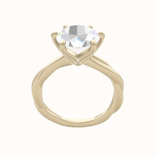 Solitaire Rope Engagement Ring With Petal Six Prong Head