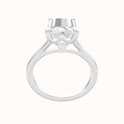 Split Cathedral Engagement Ring With Crown Four Prong w. Surprise Diamond Head