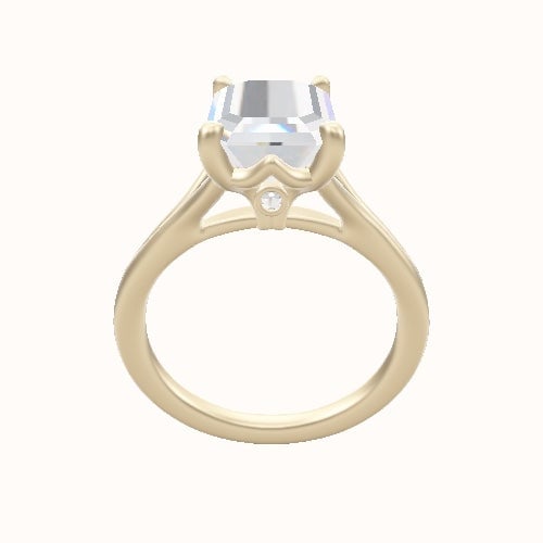 Split Cathedral Engagement Ring With Crown Four Prong w. Surprise Diamond Head