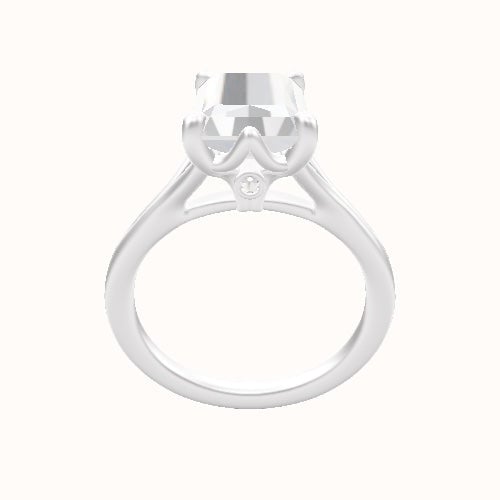 Split Cathedral Engagement Ring With Crown Six Prong w. accent Diamond Head