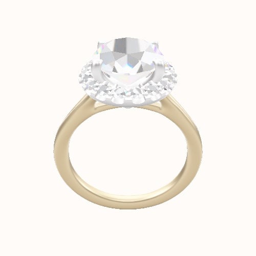 Split Cathedral Engagement Ring With Halo Head