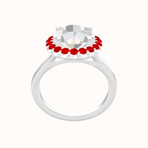 Split Cathedral Engagement Ring With Halo with Double Prong Head