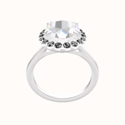 Split Cathedral Engagement Ring With Halo with Double Prong Head