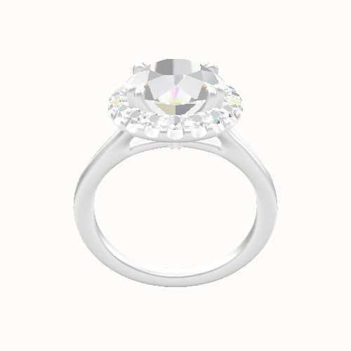 Split Cathedral Engagement Ring With Halo with Double Prong Head