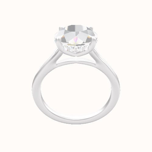 Split Cathedral Engagement Ring With Low Set Pave  Hidden Halo Head