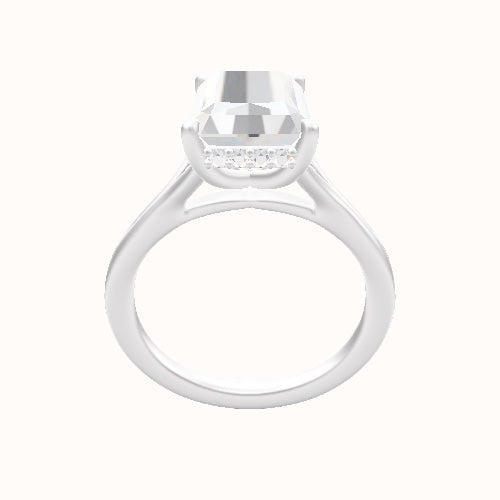 Split Cathedral Engagement Ring With Low Set Pave  Hidden Halo Head