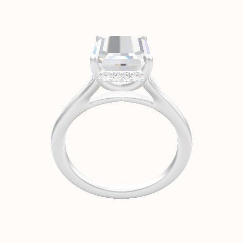 Split Cathedral Engagement Ring With Low Set Pave  Hidden Halo Head