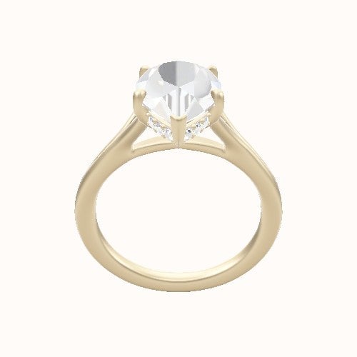 Split Cathedral Engagement Ring With Low Set Pave  Hidden Halo Head