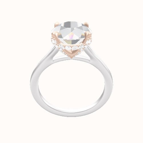 Split Cathedral Engagement Ring With Pave Basket Head