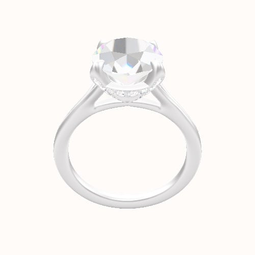Split Cathedral Engagement Ring With Pave Basket Head