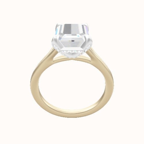 Split Cathedral Engagement Ring With Pave Basket Head