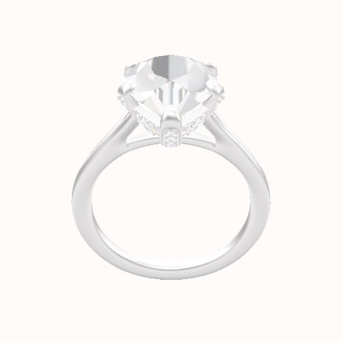 Split Cathedral Engagement Ring With Pave Basket Head