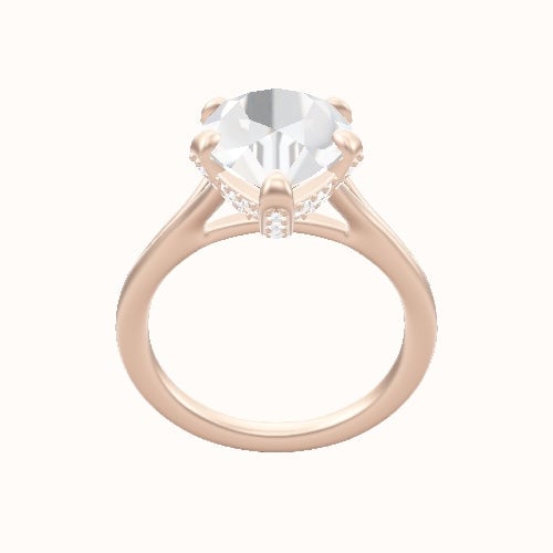 Split Cathedral Engagement Ring With Pave Basket Head