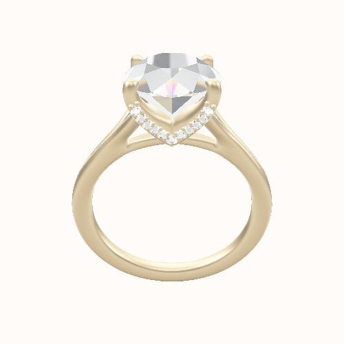 Split Cathedral Engagement Ring With Pave V Prong Head
