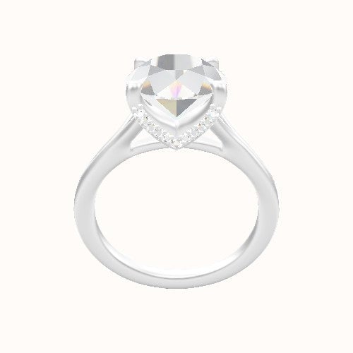 Split Cathedral Engagement Ring With Pave V Prong Head