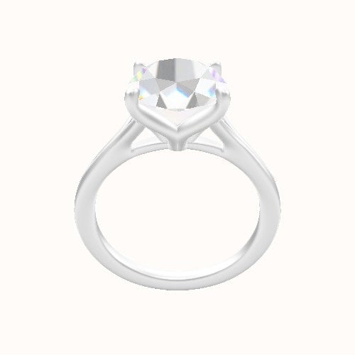 Split Cathedral Engagement Ring With Petal Four Prong Head