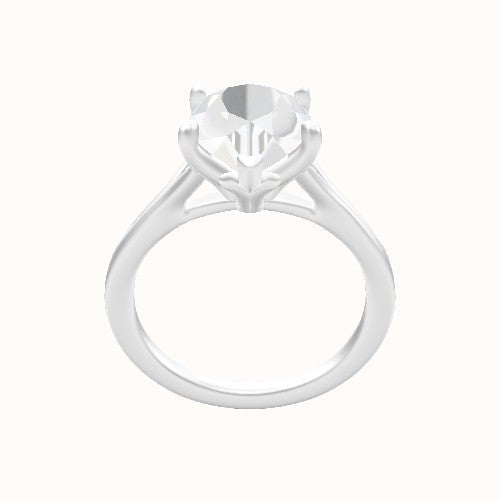 Split Cathedral Engagement Ring With Petal Four Prong Head
