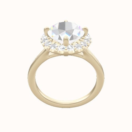 Split Cathedral Engagement Ring With Petal Prong Halo Head