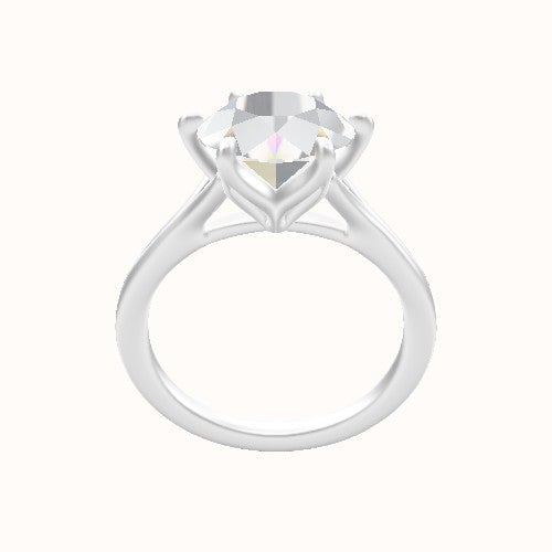 Split Cathedral Engagement Ring With Petal Six Prong Head