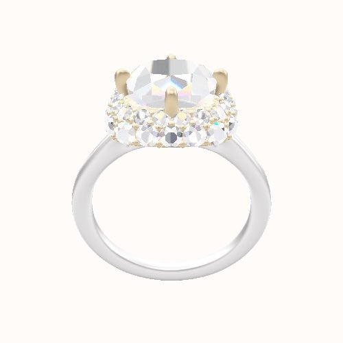 Split Cathedral Engagement Ring With Waterfall Halo Head