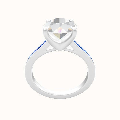 Tapered Channel Set Engagement Ring With Four Prong Head