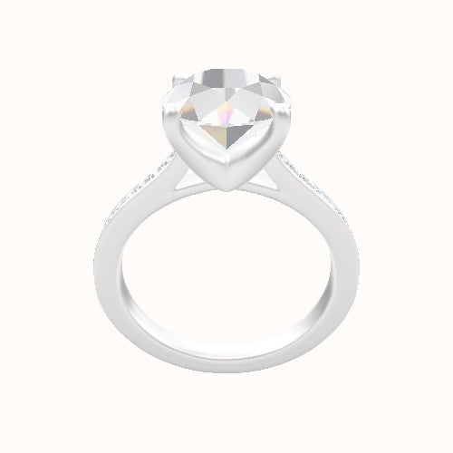 Tapered Channel Set Engagement Ring With Four Prong Head