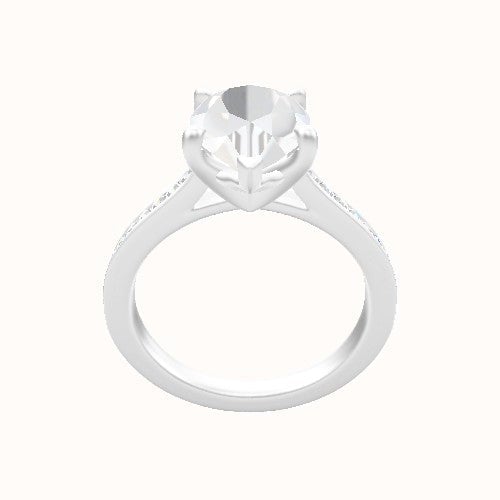 Tapered Channel Set Engagement Ring With Four Prong Head