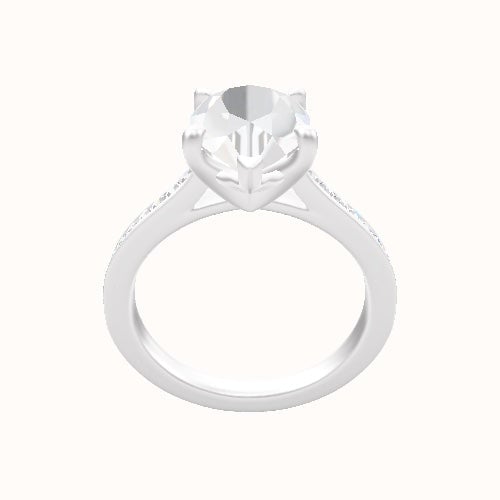Tapered Channel Set Engagement Ring With Four Prong Head
