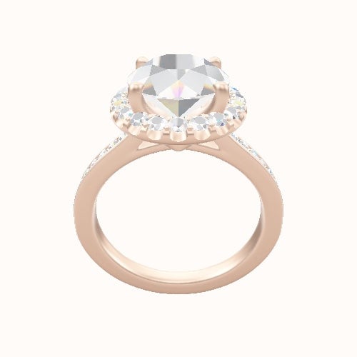 Tapered Channel Set Engagement Ring With Halo Head