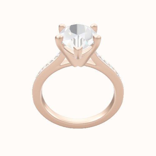 Tapered Channel Set Engagement Ring With High Set Four Prong Head