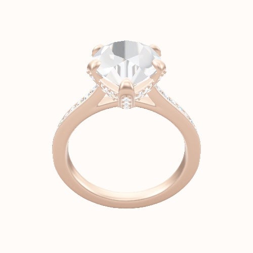 Tapered Channel Set Engagement Ring With Pave Basket Head