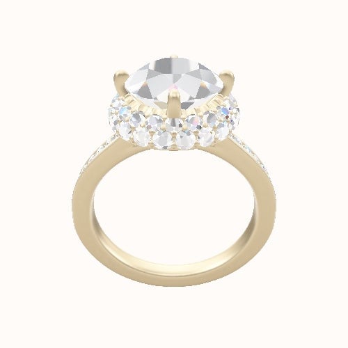 Tapered Channel Set Engagement Ring With Waterfall Halo Head