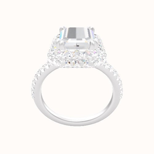 illusion Pave Engagement Ring With Double Prong Waterfall Halo Head