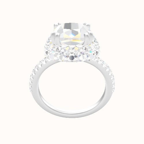 illusion Pave Engagement Ring With Double Prong Waterfall Halo Head