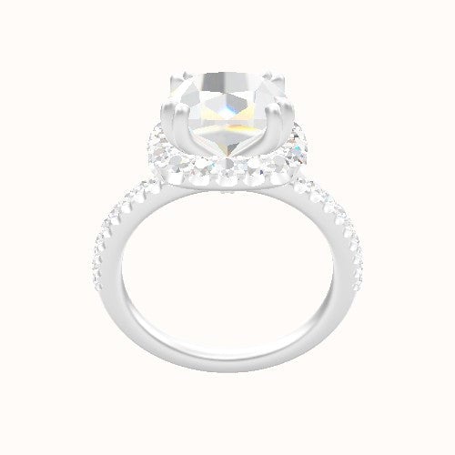 illusion Pave Engagement Ring With Halo with Double Prong Head