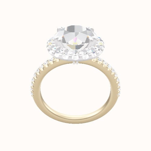 illusion Pave Engagement Ring With Halo with Double Prong Head