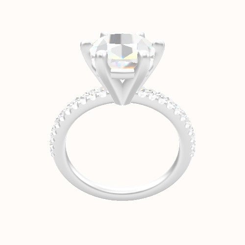 illusion Pave Engagement Ring With High Set Six Prong Head
