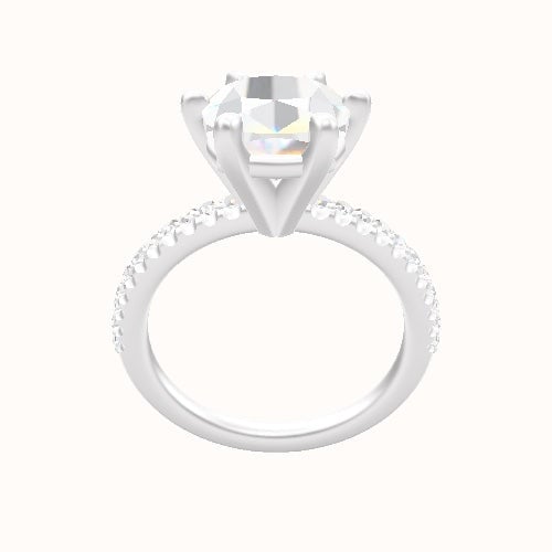 illusion Pave Engagement Ring With High Set Six Prong Head